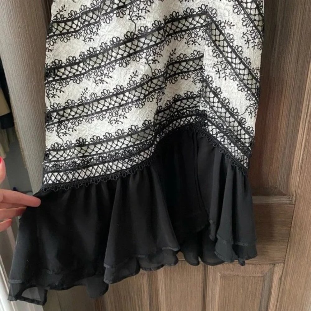 Adelyn Rae Black & White Lace Frill Dress Size S New With Tags Kentucky Derby - Picture 4 of 8